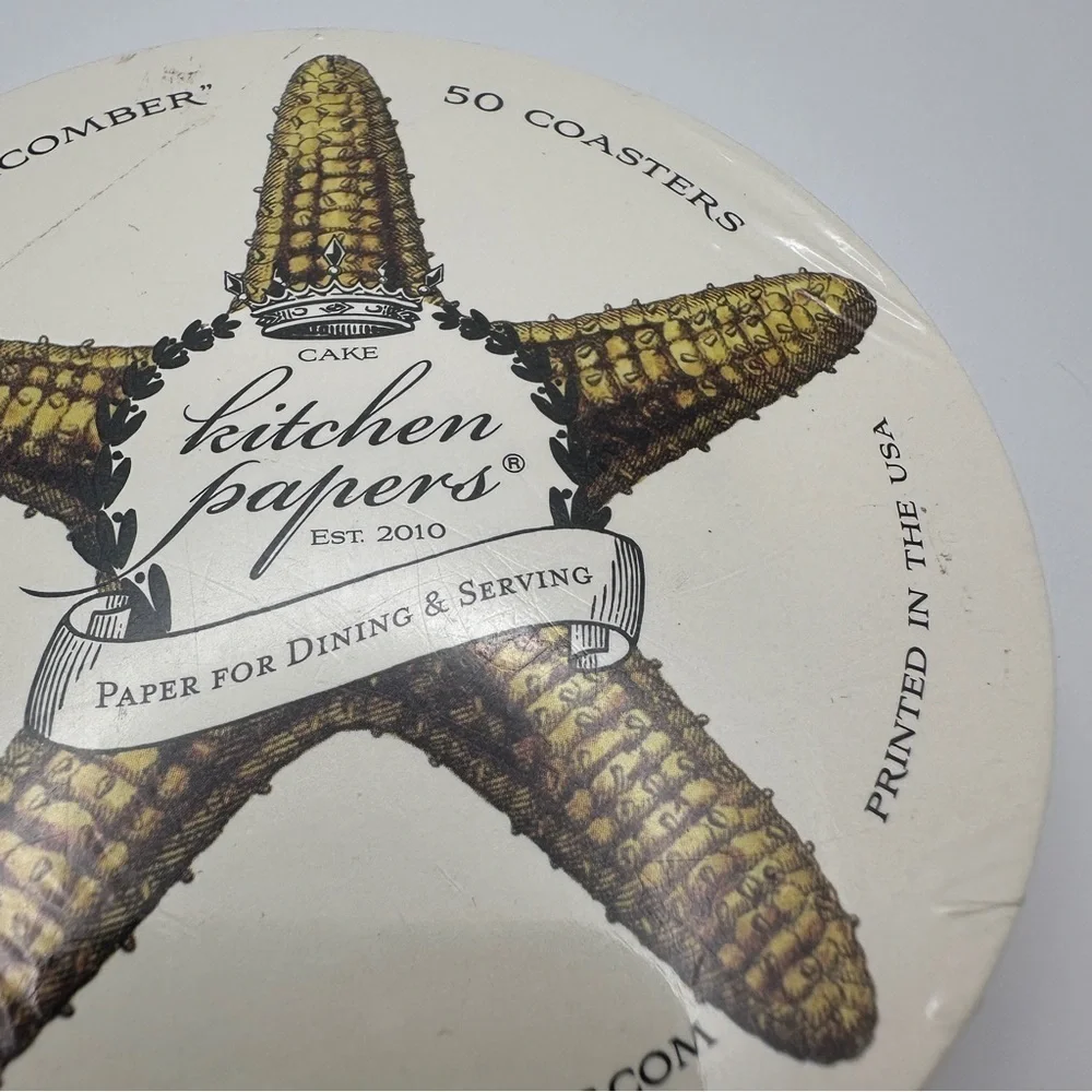 Cake Kitchen Papers Starfish Coasters - Cream Nautical Beach Surf Beachcomber